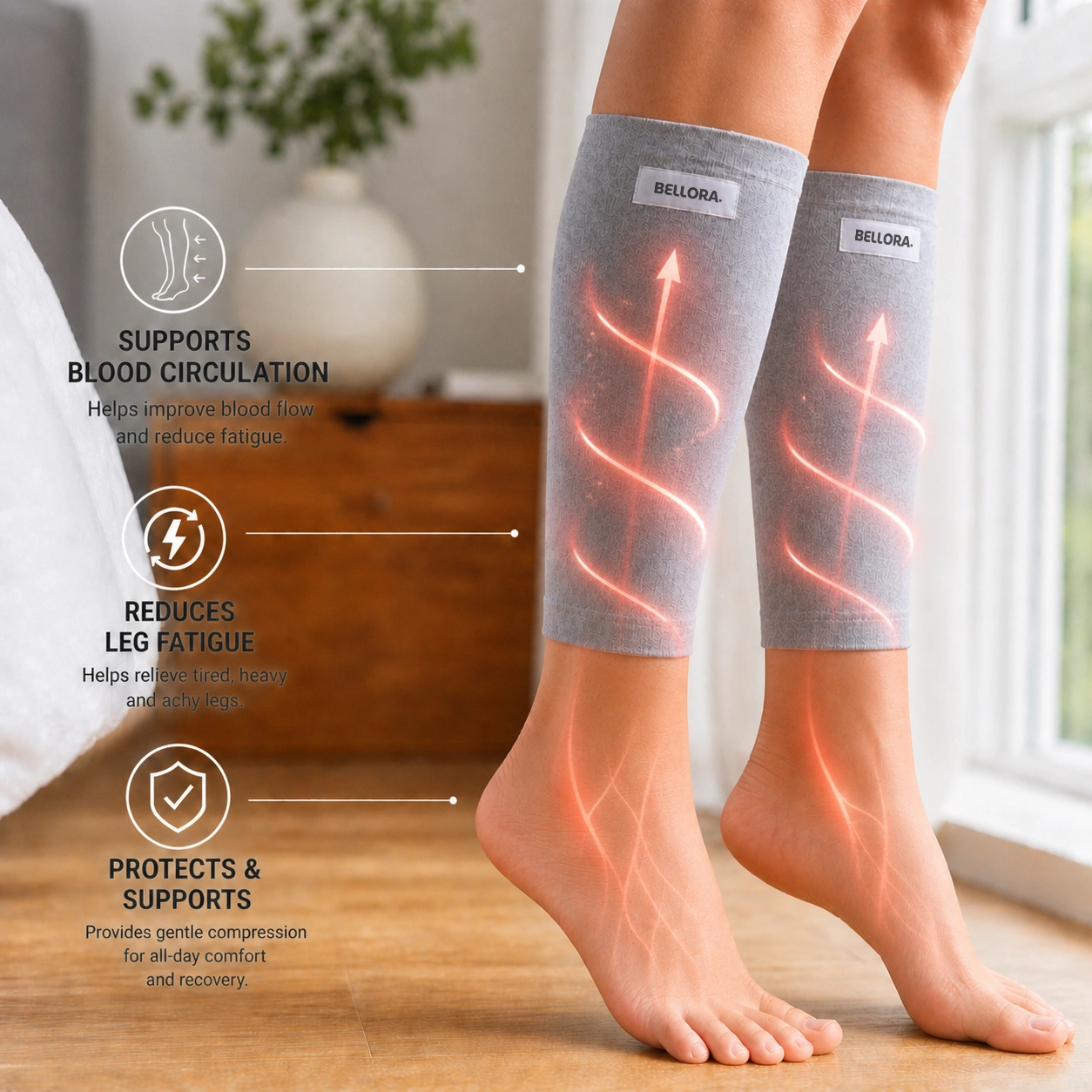 Bellora Bamboo Calf Compression Sleeves Anti-Fatigue - Image 7